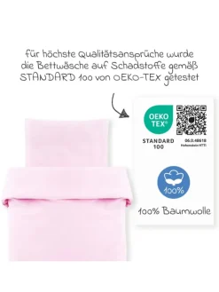 Bettwäsche 80 x 80 cm - Uni Rosa in rosa