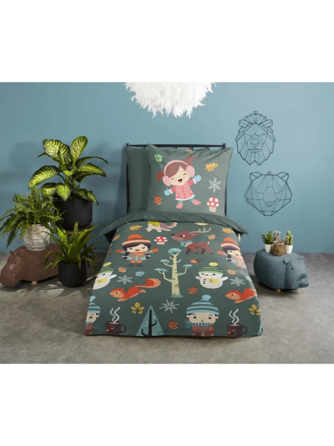 Bettwäsche-Set "Fun" in Khaki/ Bunt
