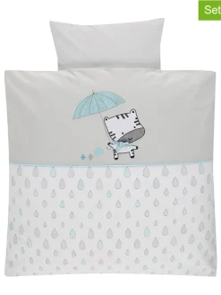 Bettwäsche-Set "Raindrops" für Pendelwiege in Grau/ Hellblau