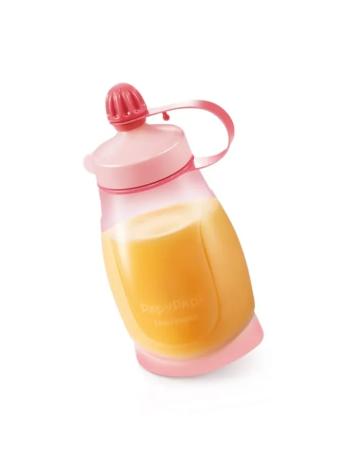 Biegsame Trinkflasche und Löffel PAPU PAPI in rosa