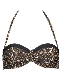 Bikini-Oberteil in Schwarz/ Beige