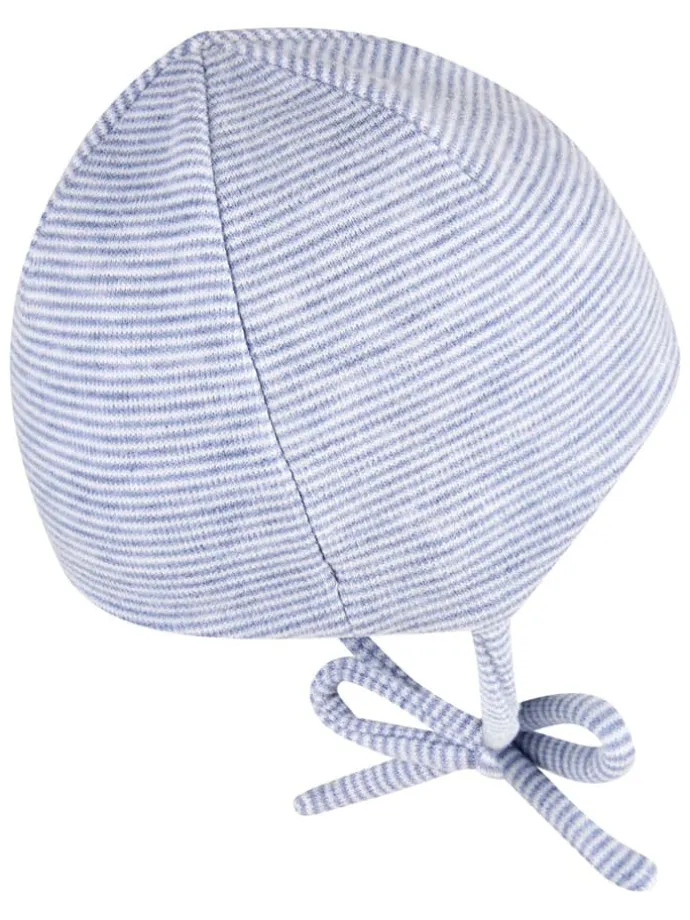 Bindemütze in Hellblau/ Weiß