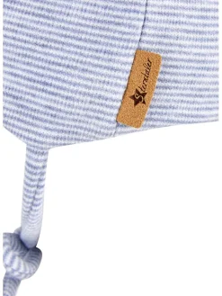 Bindemütze in Hellblau/ Weiß