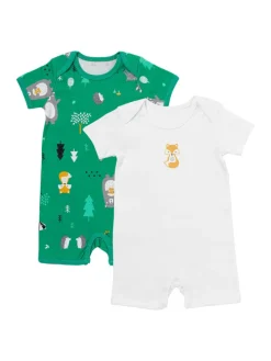 Bio Baby-Strampler kurzarm 2er-Pack in Orange