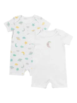 Bio Baby-Strampler kurzarm 2er-Pack in Beige