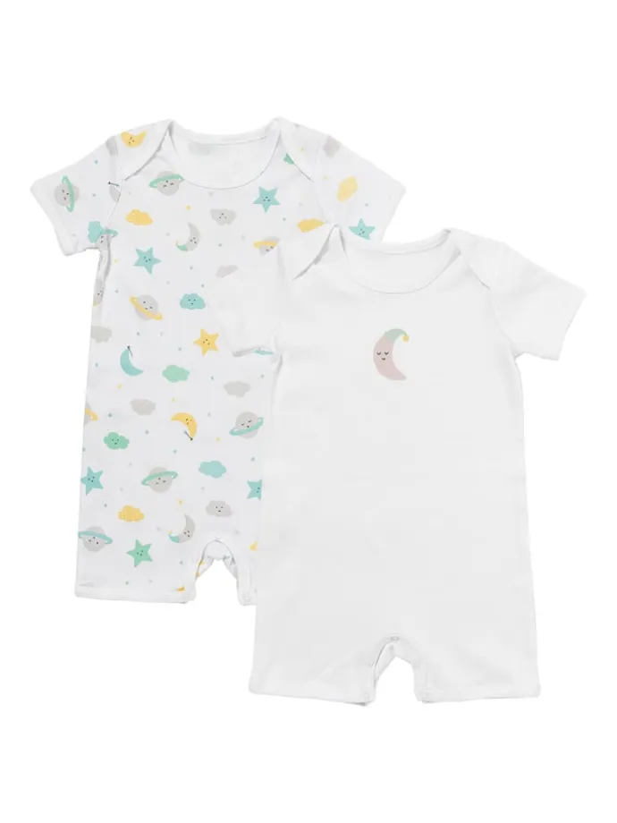 Bio Baby-Strampler kurzarm 2er-Pack in Beige