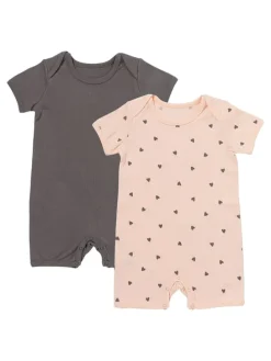 Bio Baby-Strampler kurzarm 2er-Pack in Rosa