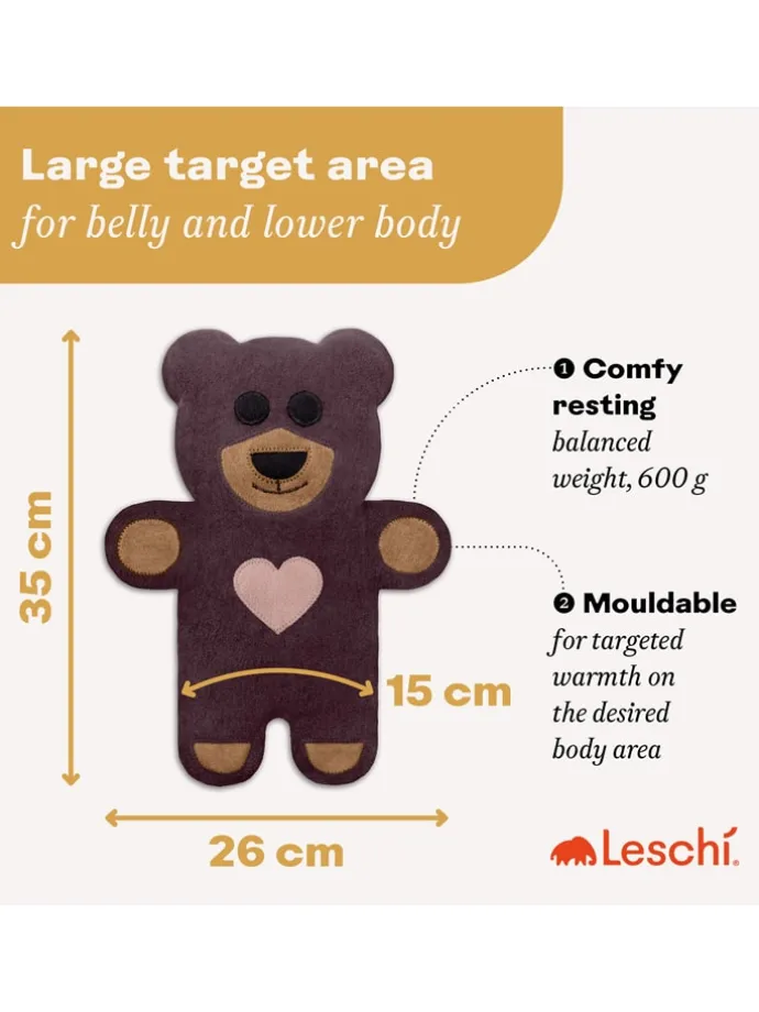 Bio-Körnerkissen "Bär Teddy" in Lila - (L)40 x (B)4 x (H)14 cm