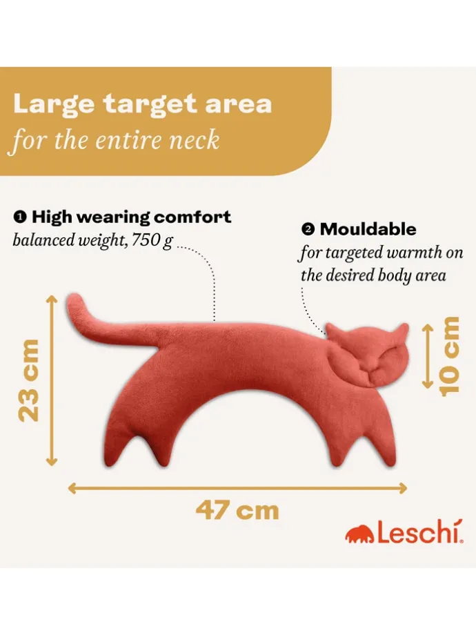Bio-Körnerkissen "Katze Clara" in Rot - (L)47 x (B)4 x (H)10 cm