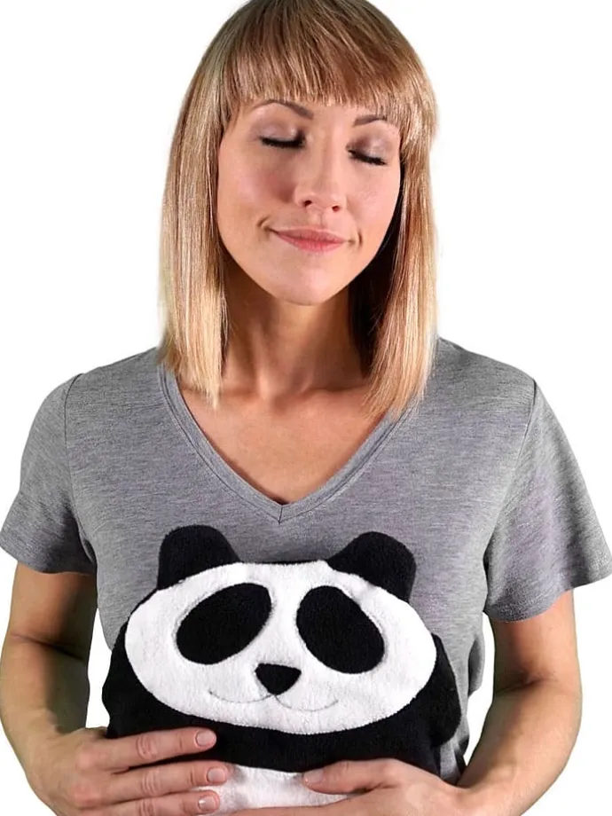 Bio-Körnerkissen "Panda Bao" in Schwarz/ Weiß - (B)25 x (H)25 cm