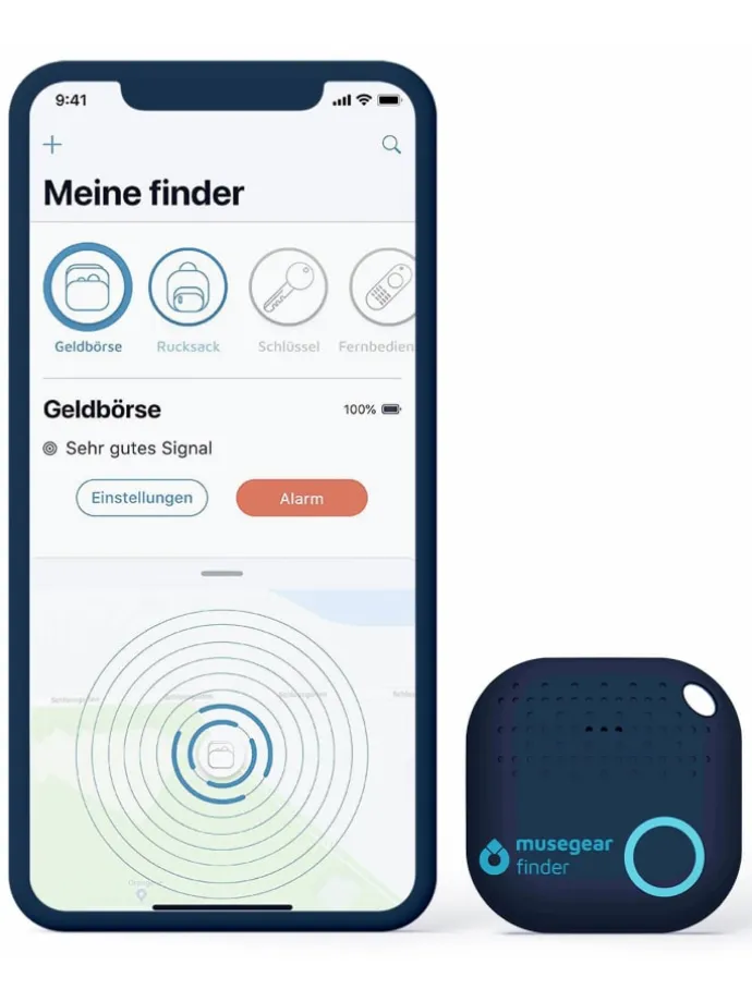 Bluetooth-Schlüsselfinder "Finder 2" in brauner Korktasche