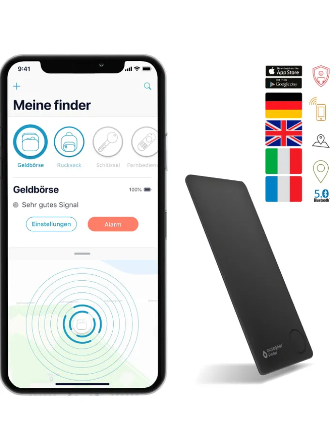 Bluetooth-Schlüsselfinder "Finder flat" in schwarz