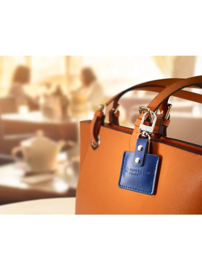 Bluetooth-Schlüsselfinder "Finder 2" in marineblauer Ledertasche