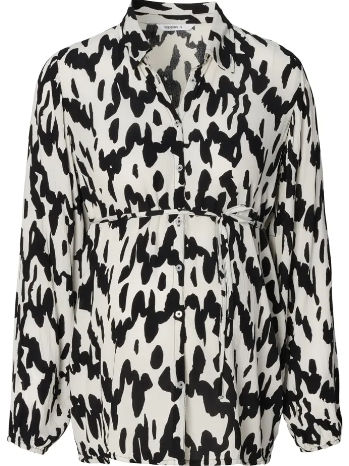 Bluse Esma in Wavy Black Print