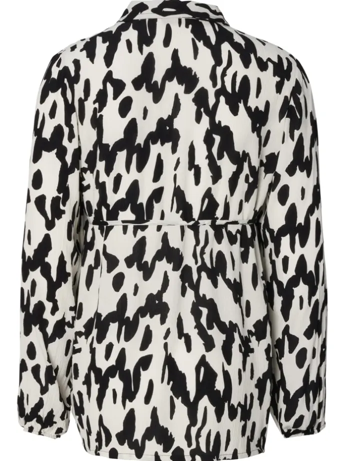Bluse Esma in Wavy Black Print