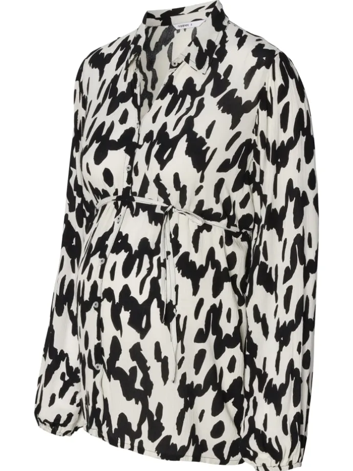 Bluse Esma in Wavy Black Print