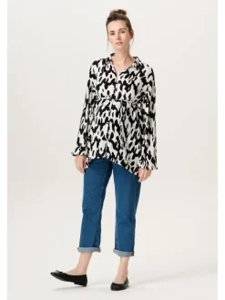 Bluse Esma in Wavy Black Print