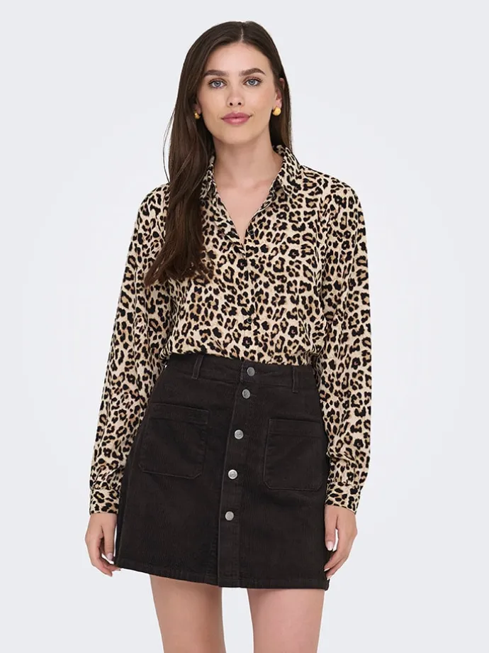 Bluse in Beige/ Schwarz
