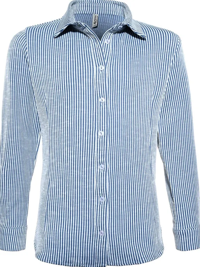 Bluse in Blau/ Weiß
