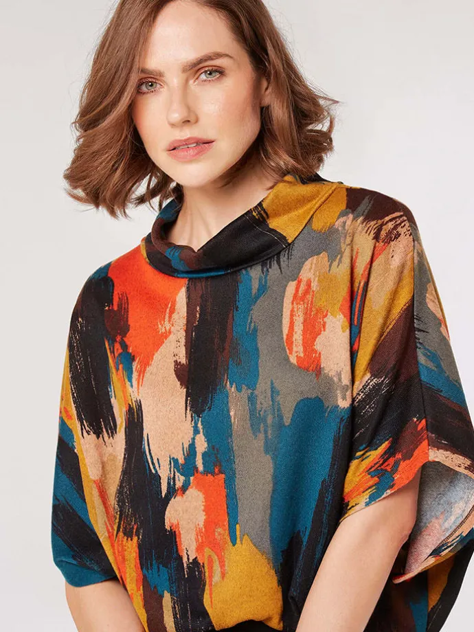 Bluse in Orange/ Petrol