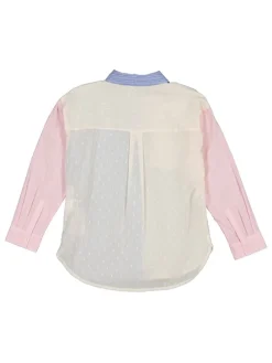 Bluse in Rosa/ Hellblau/ Creme