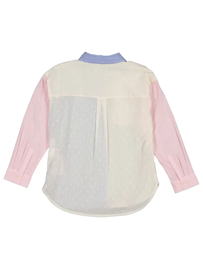 Bluse in Rosa/ Hellblau/ Creme
