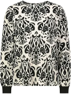 Bluse in Schwarz/ Creme