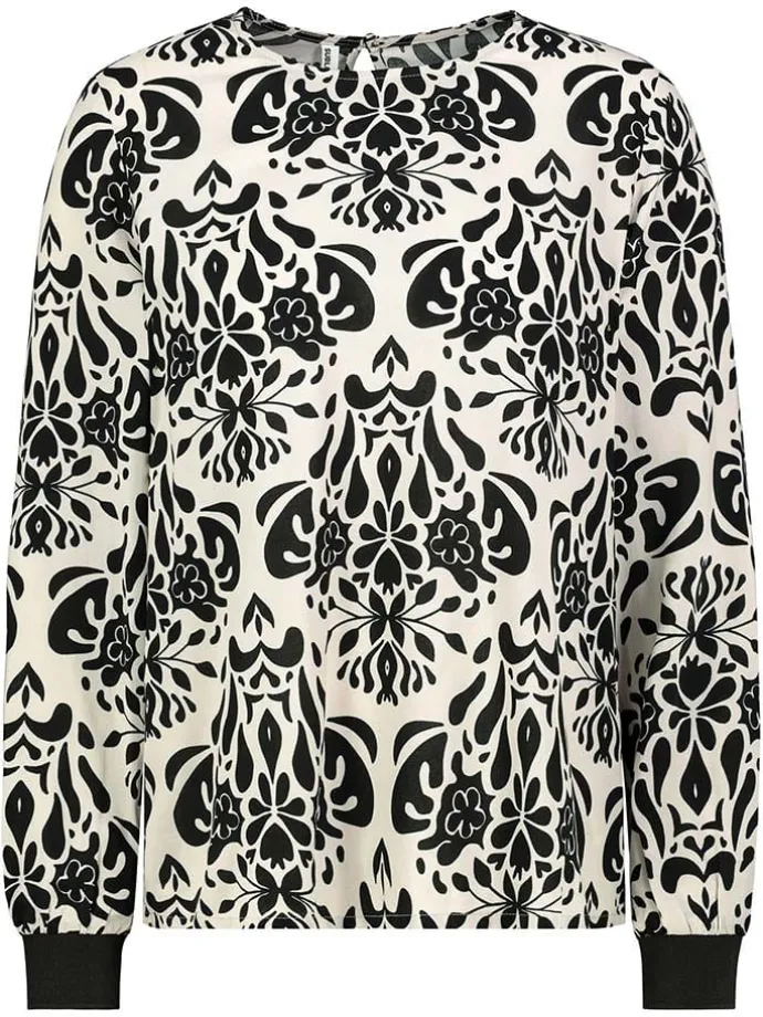 Bluse in Schwarz/ Creme