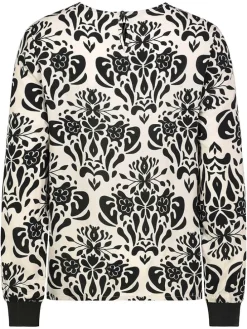 Bluse in Schwarz/ Creme