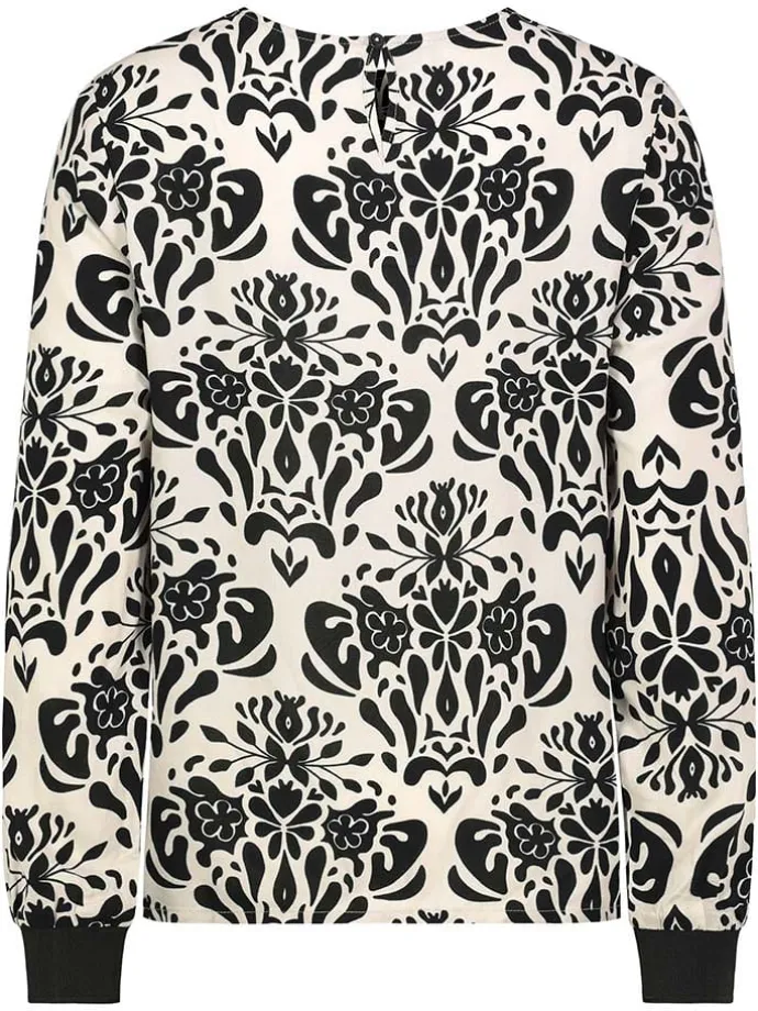Bluse in Schwarz/ Creme