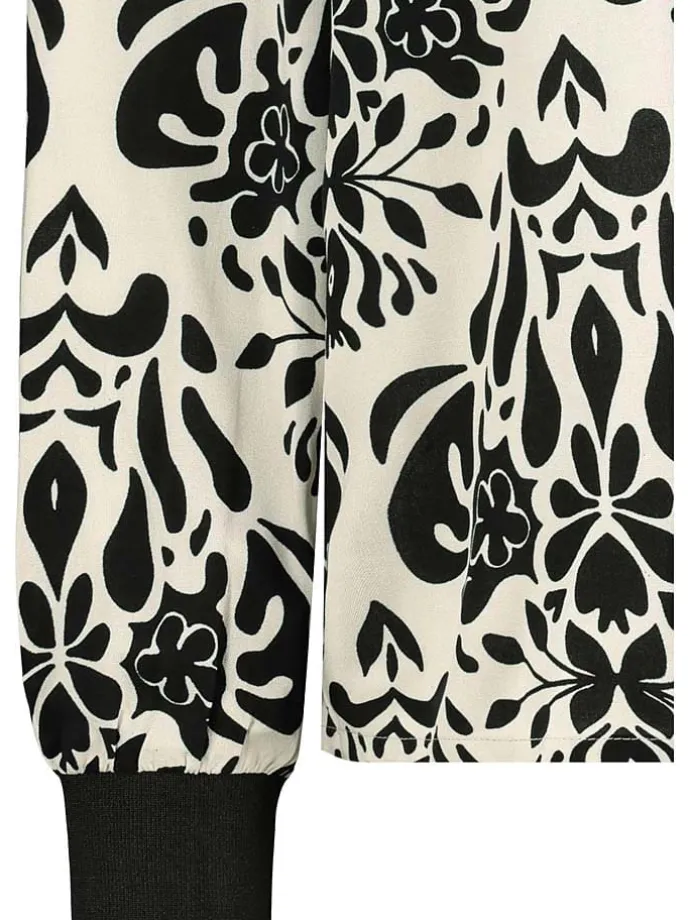 Bluse in Schwarz/ Creme