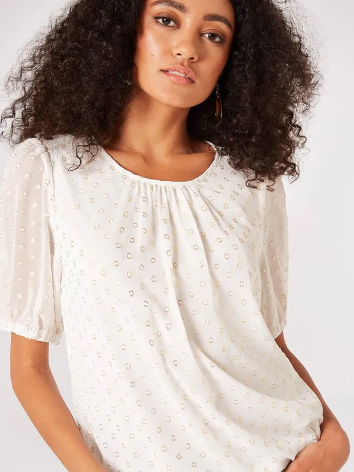 Bluse in Weiß/ Gold