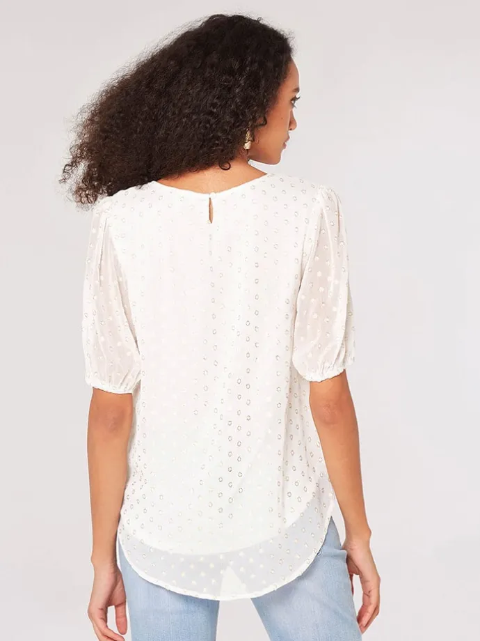 Bluse in Weiß/ Gold