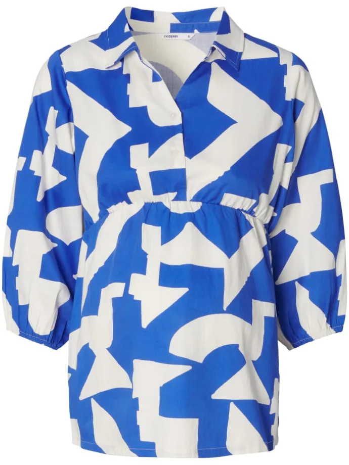Bluse Mayte in Graphic Blue Print