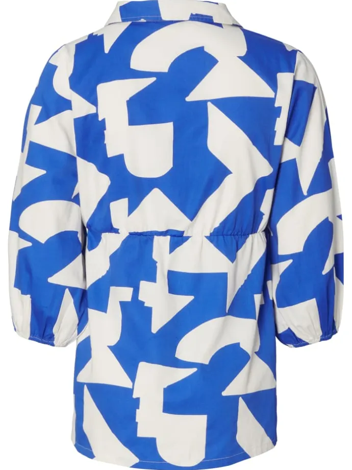 Bluse Mayte in Graphic Blue Print