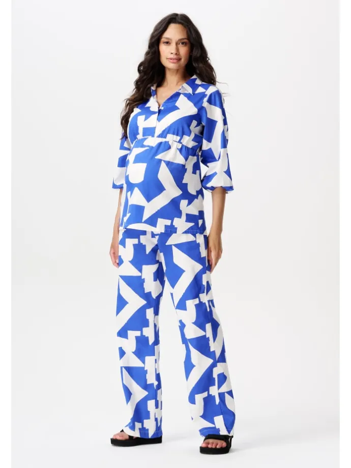 Bluse Mayte in Graphic Blue Print