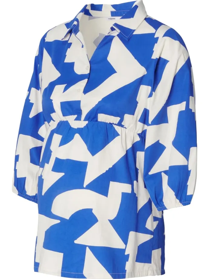Bluse Mayte in Graphic Blue Print