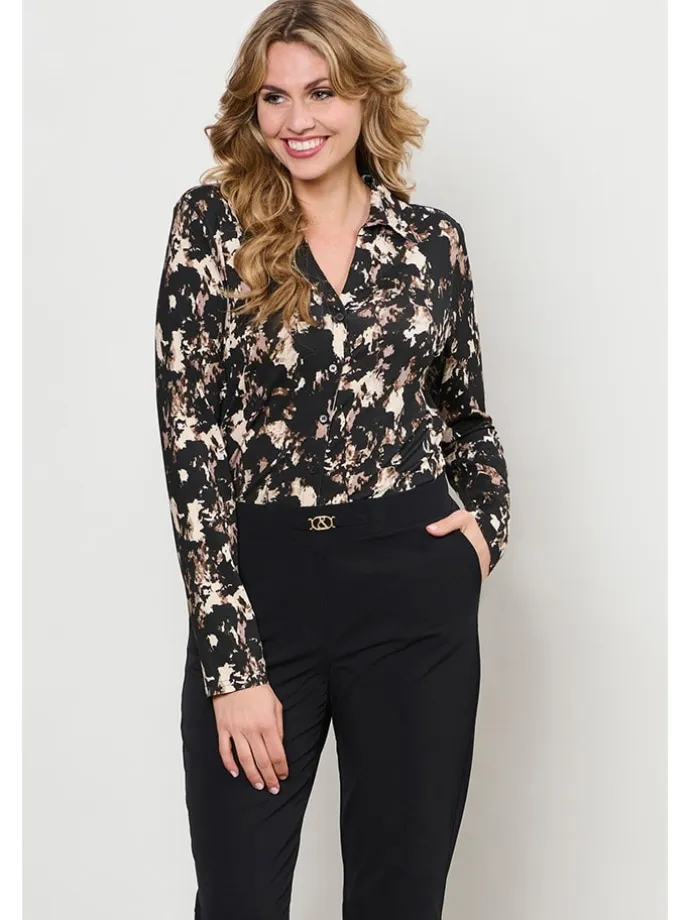 Bluse "Vayen" in Schwarz/ Braun