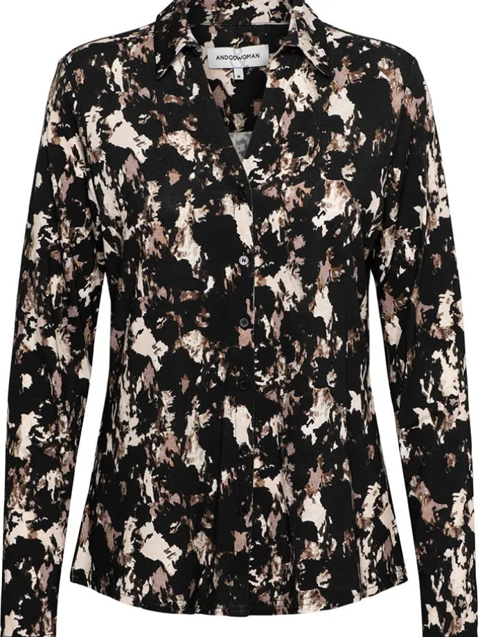 Bluse "Vayen" in Schwarz/ Braun