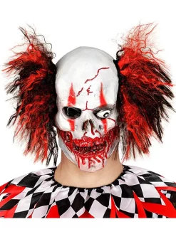 Blutige Clowntotenkopfmaske in Weiß/ Rot