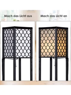 Bodenlampe mit Regal in Schwarz