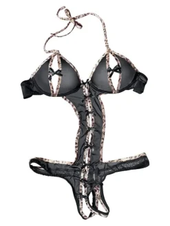 Body-Ouvert in schwarz-leo bedruckt