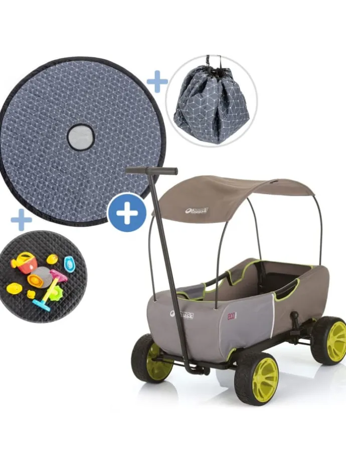 Bollerwagen Eco Mobil - faltbar mit Dach, in gruen,grau
