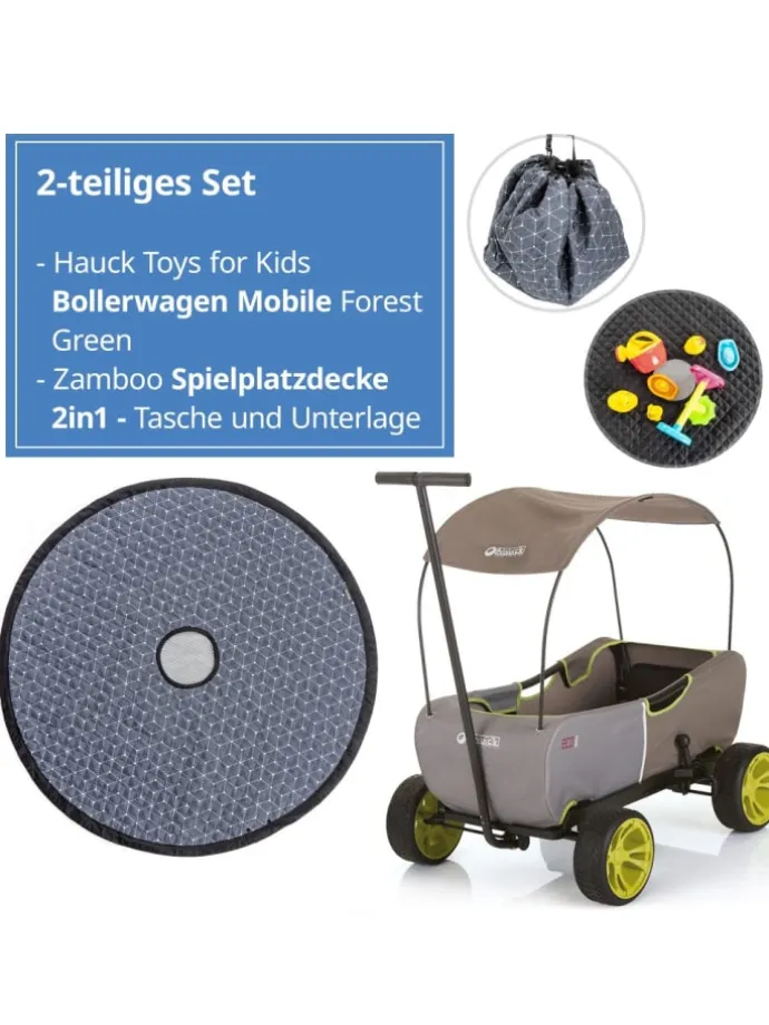 Bollerwagen Eco Mobil - faltbar mit Dach, in gruen,grau
