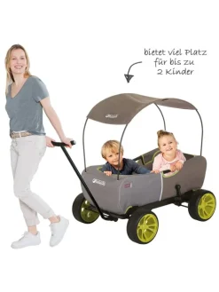 Bollerwagen Eco Mobil - faltbar mit Dach, in gruen,grau