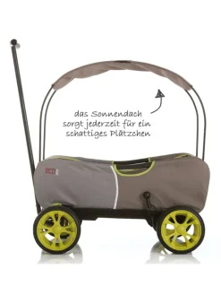 Bollerwagen Eco Mobil - faltbar mit Dach, in gruen,grau