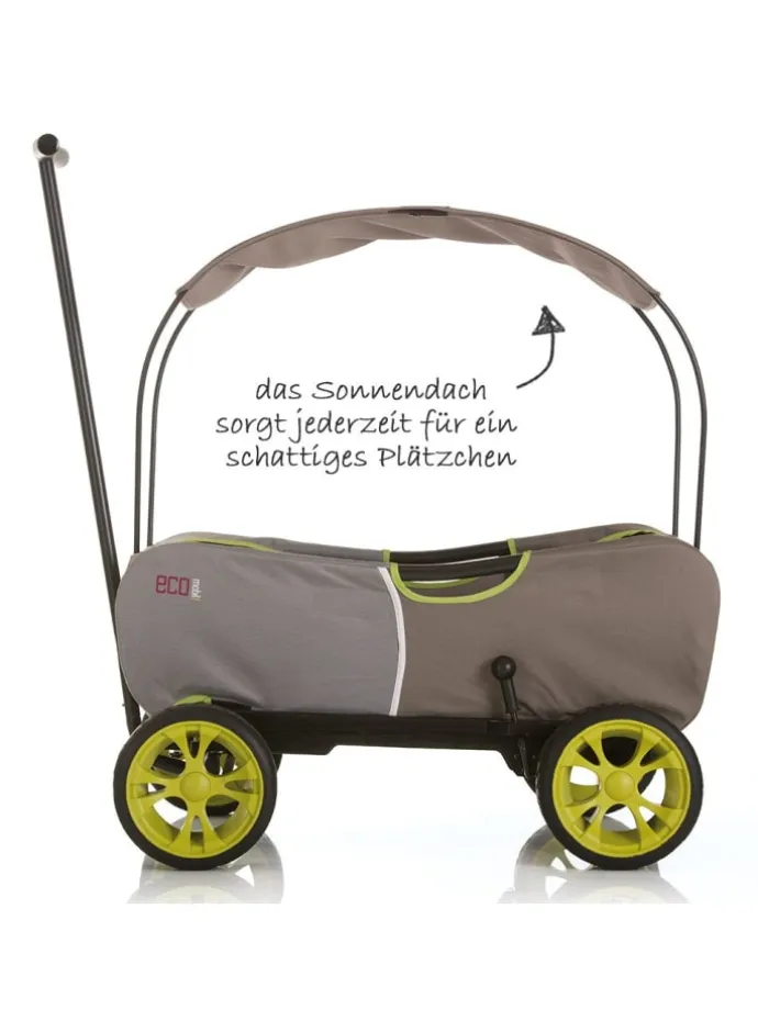 Bollerwagen Eco Mobil - faltbar mit Dach, in gruen,grau