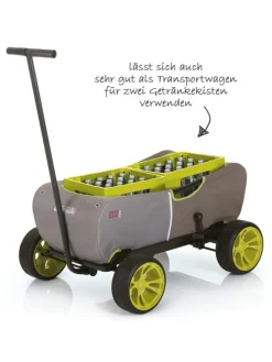 Bollerwagen Eco Mobil - faltbar mit Dach, in gruen,grau