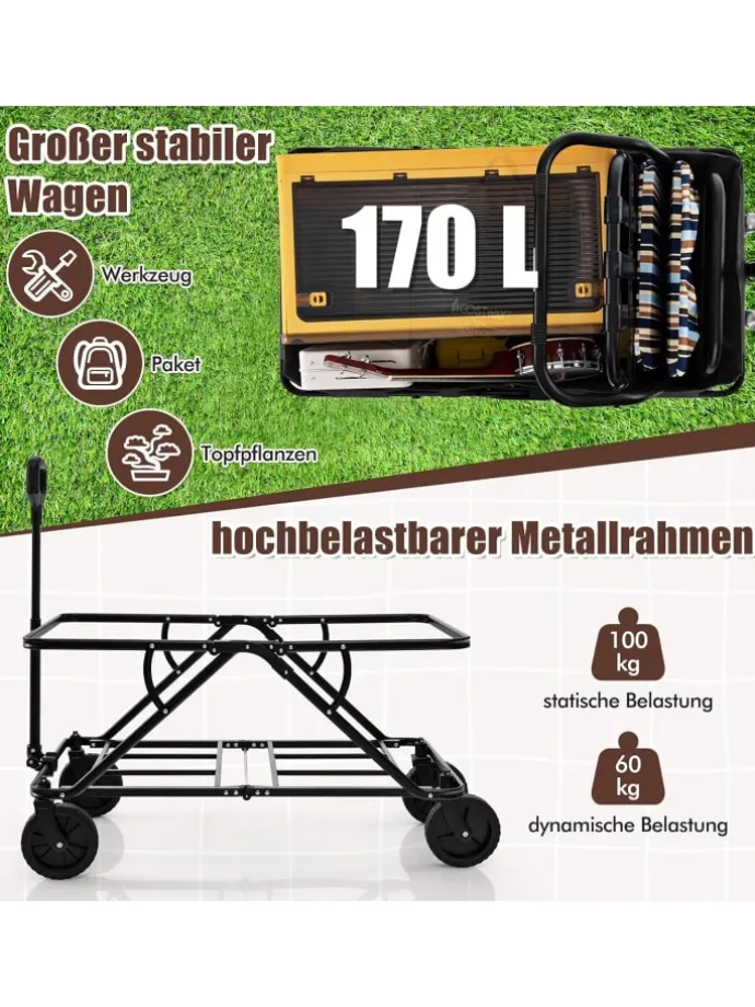 Bollerwagen faltbar in Grau