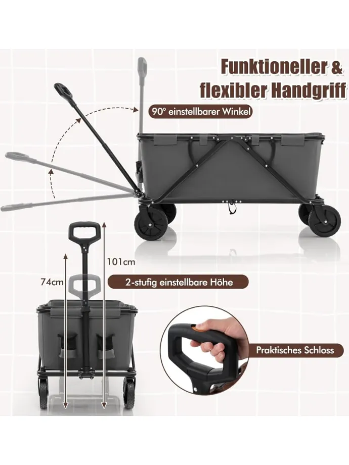Bollerwagen faltbar in Grau